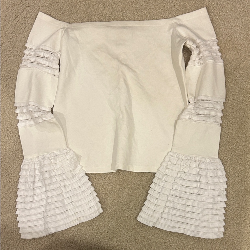 Alexis Gryffin off-the-shoulder bell-sleeve ruffle blouse - Picture 2 of 7